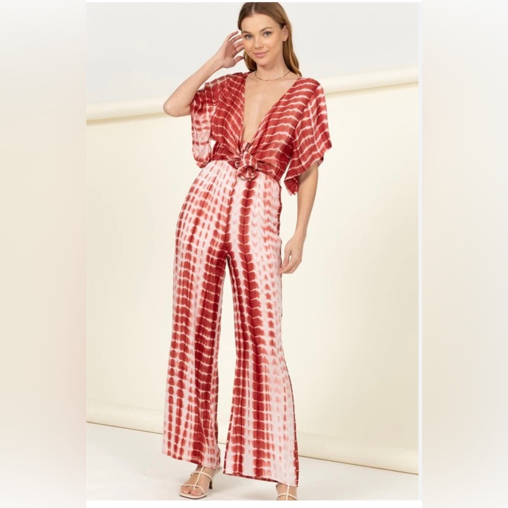 Shein Knot Front Tie Dye Jumpsuit size L